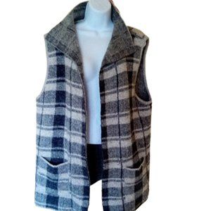 Gray Plaid Checked Sweater Vest Size Large